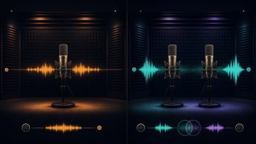 Comparison of mono recording with one microphone and stereo recording with two microphones