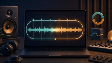Screen crossfading the end and beginning of a background music waveform to create a seamless loop