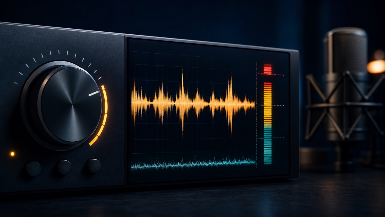 Input gain and level meter showing a recording level set between the noise floor and clipping