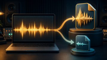 A finished audio track being exported in WAV and MP3 formats